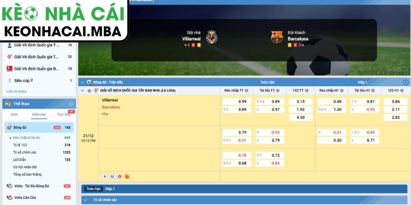 Soi Kèo Villarreal Vs Barcelona (22:15 21/12, La Liga): Thử Thách Khó Lường Tại El Madrigal 3 Kèo châu Á trận Villarreal vs Barcelona (22:15 21/12, La Liga)