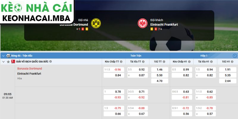 Soi kèo Borussia Dortmund vs Eintracht Frankfurt (01:30 09/05, Bundesliga) 4 Dự đoán kết quả Borussia Dortmund và Eintracht Frankfurt (01:30 09/05, Bundesliga)