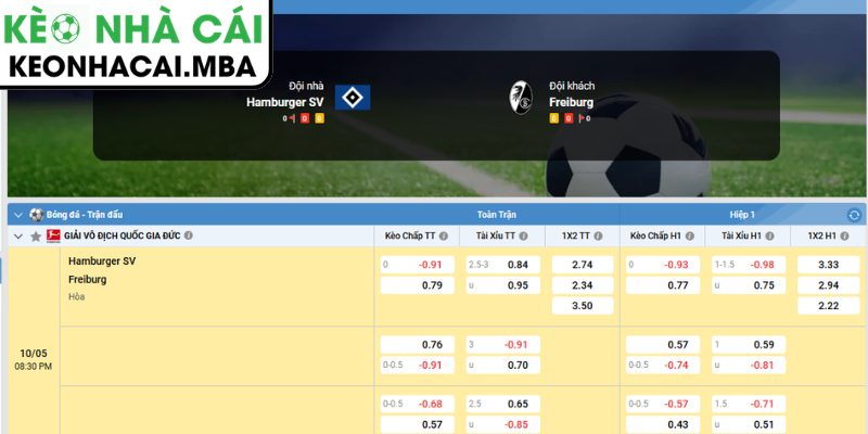 Dự đoán kết quả trận Hamburger SV và Freiburg (20:30 10/05, Bundesliga)