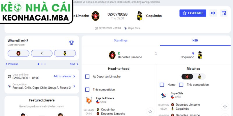 Dự đoán kết quả trận Deportes Limache và Coquimbo Unido (05:00 02/07, Cúp Chile)