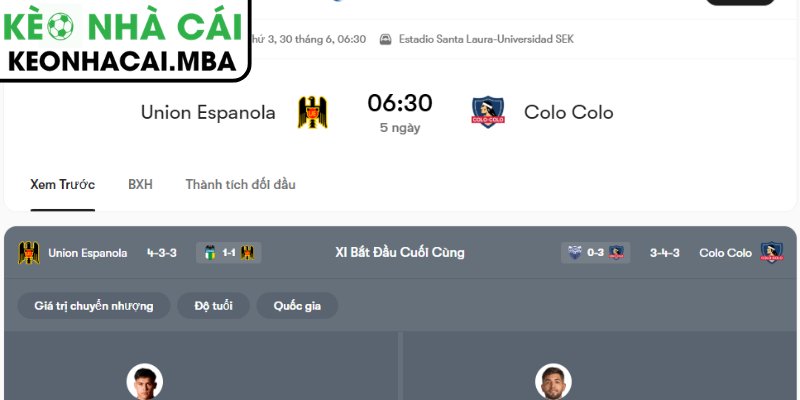 Dự đoán kết quả trận Union Espanola và Colo Colo (06:30 30/06, Cúp Chile)