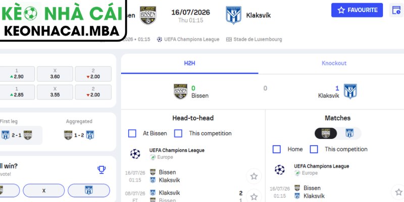 Dự đoán kết quả trận Atert Bissen vs KI Klaksvik (01:15 16/07, UEFA Champions League)
